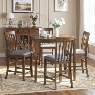 Sunvega Walnut Square Wood Dining Table for Kitchen with Counter Height and Tapered Legs