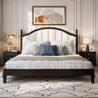 Sunvega King Platform Bed in Black with 28-Slat Dual-Zone Support System