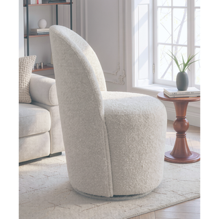 Sunvega Hollis Beige Boucle Swivel Side Chair Set with Full Foam Seat