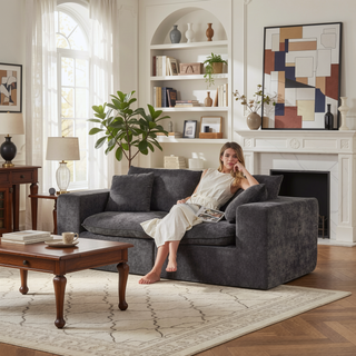 Sunvega Modern Chenille Cloud Sofa with High-Density Sponge Filling for Living Room