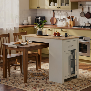 Sunvega Gray Transitional Counter Height Dining Table Kitchen Island With Storage