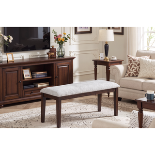 Sunvega Walnut Color Cushion Padded Seat Dining Room Bench in Contemporary Style