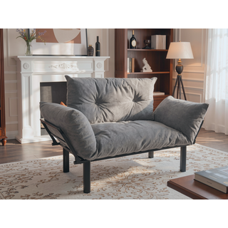 Sunvega Blue Small Space Saver Love Seat Couch with Arms for Living Room