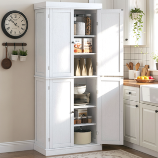 Sunvega 72.5 Inch Tall Kitchen Pantry Cabinet with 4 Doors and 2 Adjustable Shelves