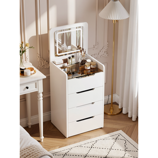 Sunvega 3 in 1 Vanity Desk with Flip Top Mirror and Glass Desktop for Bedroom
