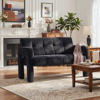 Sunvega Nordic Modern Upholstered Sofa with Dual Armrests for Living Room and Bedroom