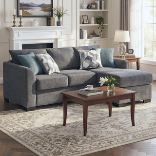 Sunvega Modern Sleeper Sectional Sofa with Chaise and Reversible Cushions
