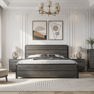 Sunvega Ioana Antique Grey Finish 3-Piece Wood Bedroom Set with Two Nightstands