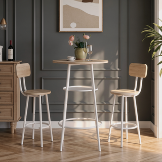 Sunvega Foldable Counter Height Bar Table Set with 2 Stools for Kitchen