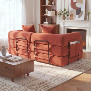 Sunvega Foldable Compressible Sofa with Metal Frame and Cushions for Small Spaces