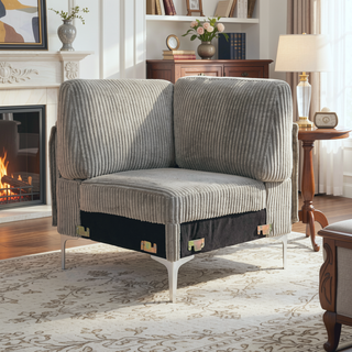 Sunvega Modular Sofa Single Armrest Backrest Module with Convertible Corduroy Fabric