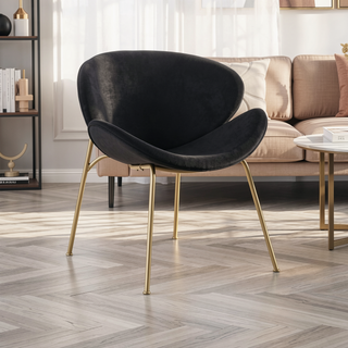 Sunvega Velvet Upholstered Padded Bucket Seat Dining Chair with Metal Legs