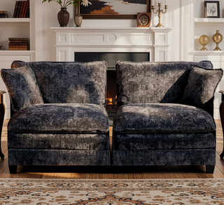 Sunvega Modern Green Chenille Fabric Cloud Sofa with Adjustable Backrest for Living Room