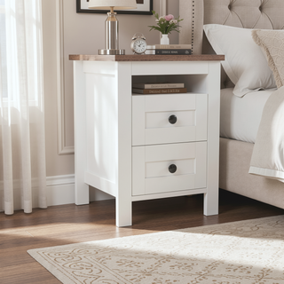 Sunvega Full Size Farmhouse Platform Bed with Double Sliding Barn Door and Charging Station