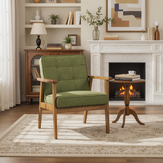 Sunvega Leisure Chair with Armrest Thick Cushion and Matching Wooden Coffee Table