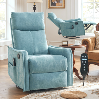 Sunvega Fabric Swivel Rocker Recliner Chair with Massage and Lumbar Heat for Living Room
