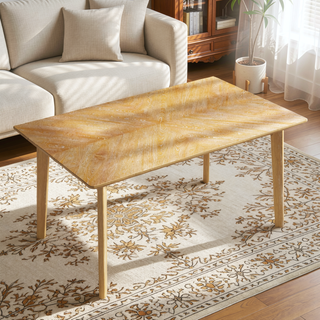 Sunvega Retro Rectangular Dining Table for 6 with Rubberwood Legs and Anti-Scratch Feet