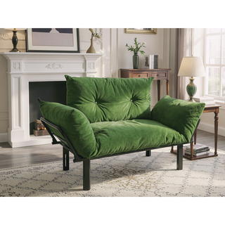 Sunvega Blue Small Space Saver Love Seat Couch with Arms for Living Room