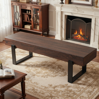 Sunvega 59" Modern Black MDF Bench with Metal Legs for Entryway and Bedroom