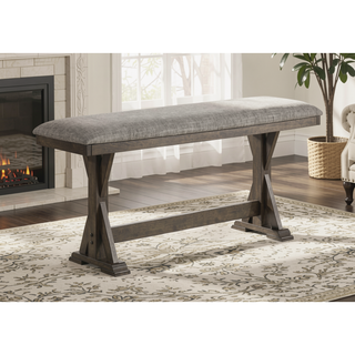 Sunvega Rustic Brown Upholstered Counter Height Dining Bench with Plush Seating