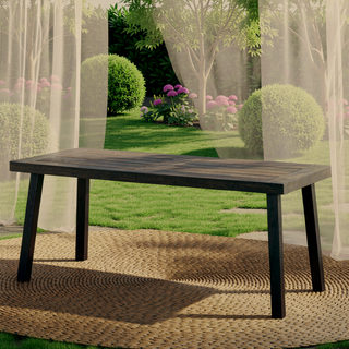Sunvega Rustic Acacia Wood Outdoor Dining Table with Metal Legs and Grey Finish