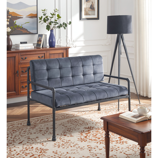 Sunvega Brantley Gray Velvet Upholstered Bench with Memory Foam Cushion