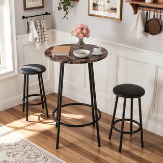 Sunvega Foldable Counter Height Bar Table Set with 2 Stools for Kitchen