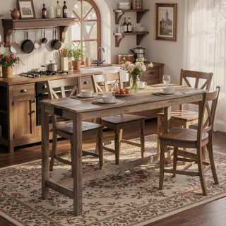 Sunvega 4 Piece Bar Table Set with USB Outlets and Padded Stools for Living Room