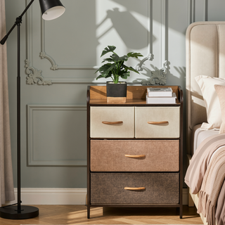 Sunvega 4-Drawer Storage Dresser with Fabric Drawers and Foldable Design for Bedroom