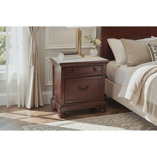 Sunvega Antique Cherry Wood Nightstand with 29 by 18 by 30 Inch Dimensions