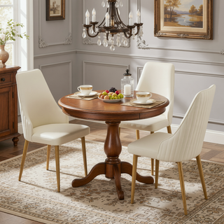 Sunvega PU Leather Dining Chairs with Metal Legs and Cloud Cushion Set of 2