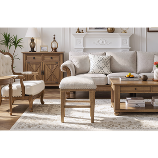 Sunvega Transitional Casual Frosted Glass Console Table with Sand Finish and 3 Stools