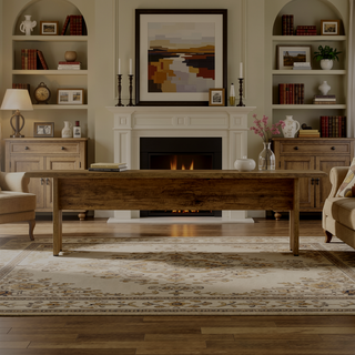 Sunvega Modern Rustic Dining Bench with Wood-Grain Details and H Base