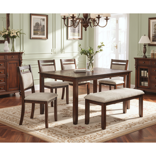 Sunvega Traditional Style 5pc Dining Set with Rectangular Table and Upholstered Chairs