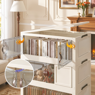 Sunvega Stackable Storage Bins with Front Access Doors for Bedroom Clothes
