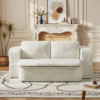 Sunvega Modern Folding Futon Floor Sofa Bed Couch with Silk Wool Cushion Blanket