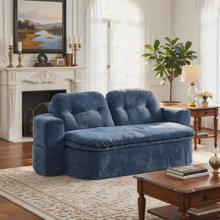 Sunvega Modern Corduroy Convertible Sofa Bed with Pillows and Quilt for Living Room