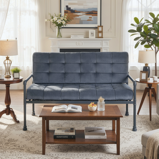 Sunvega Brantley Gray Velvet Upholstered Bench with Memory Foam Cushion