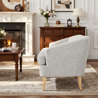 Sunvega Mid-Century Modern Loveseat with Flared Wood Legs and Polyester Fabric
