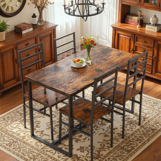 Sunvega 5 Piece Modern Dining Table Set with MDF Top and Iron Frame for 4