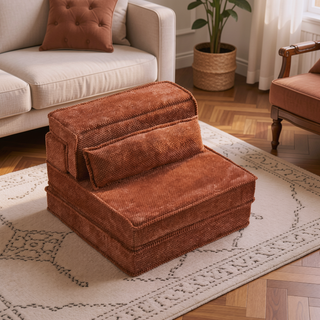 Sunvega Convertible Modular Sectional Mahjong Sofa Bed with Ottoman in Circle Fleece Fabric