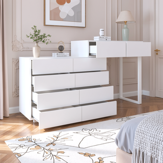 Sunvega White 10 Drawer Dresser with Ample Storage Space for Bedroom and Office