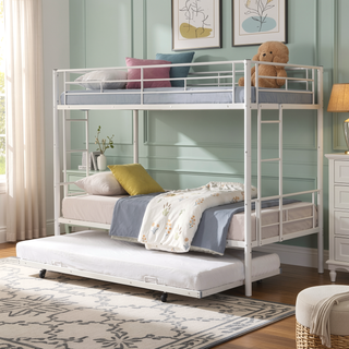 Sunvega Metal Bunk Bed with Trundle for Modern Space Saving Bedroom