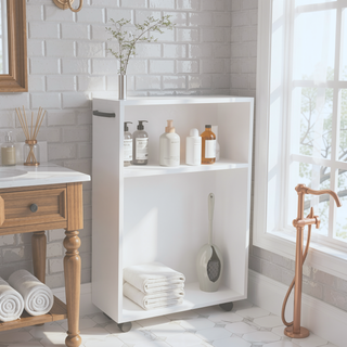 Sunvega Compact Rolling Cart with Open Shelves and Durable Casters in White