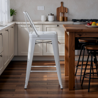 Sunvega 24 Inch Metal Counter Height Stool Set of 2 with Curved Backs