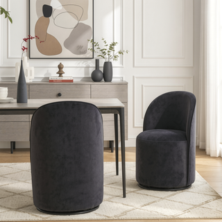 Sunvega Mid Century Modern Round Velvet Upholstered Swivel Dining Barrel Chair