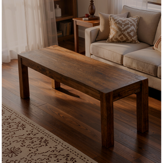 Sunvega Driftwood Finish Transitional Wood Dining Bench for Dining Room Entryway