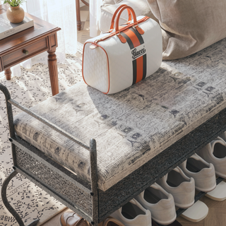 Sunvega Upholstered Entryway Bench with Open Undershelf for Shoe Storage