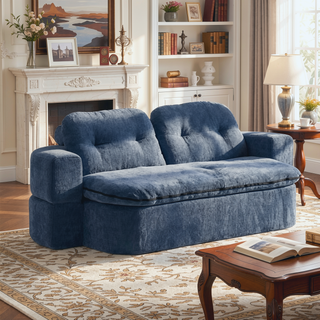 Sunvega Modern Corduroy Convertible Sofa Bed with Pillows and Quilt for Living Room