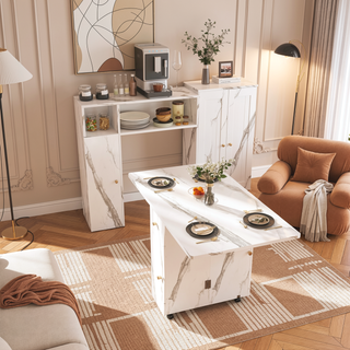 Sunvega Multifunctional Folding Dining Table with Wall-Mounted Sideboard and Storage
